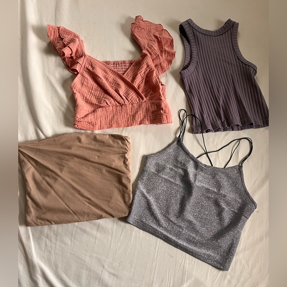 Tops - Stylish Women's crop Tops bundle Set - Pink, Purple, Tan, Silver